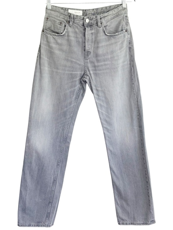 Zara Denim - ZARA High Rise Straight Leg Gray Wash Button Fly Jeans Size 4 100% Cotton Denim